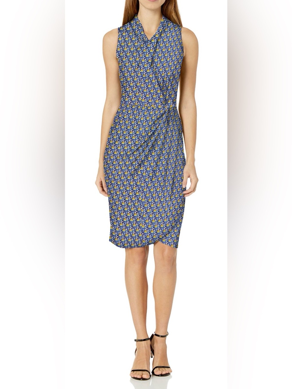 Lark & Ro Floral Twist-Front Sleeveless Sheath Dress - Size 10